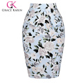 Grace Karin Occident Sexy Women Hips Wrapped Short Vintage Retro Cotton Flower Pattern Skirt CL008928-6